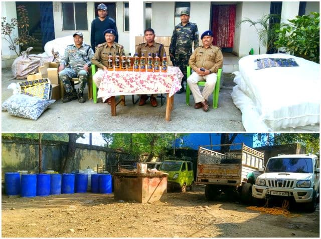 लोप्सो जंगल में अवैध विदेशी शराब फैक्ट्री का भंडाफोड़, SP के निर्देश पर कुचाई पुलिस की बड़ी कार्रवाई